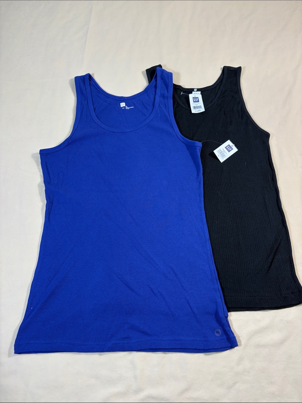 Gap XL Ribbed Tank Top 2 Pack Blue Black Cotton Layering Camisole Shirts NWT